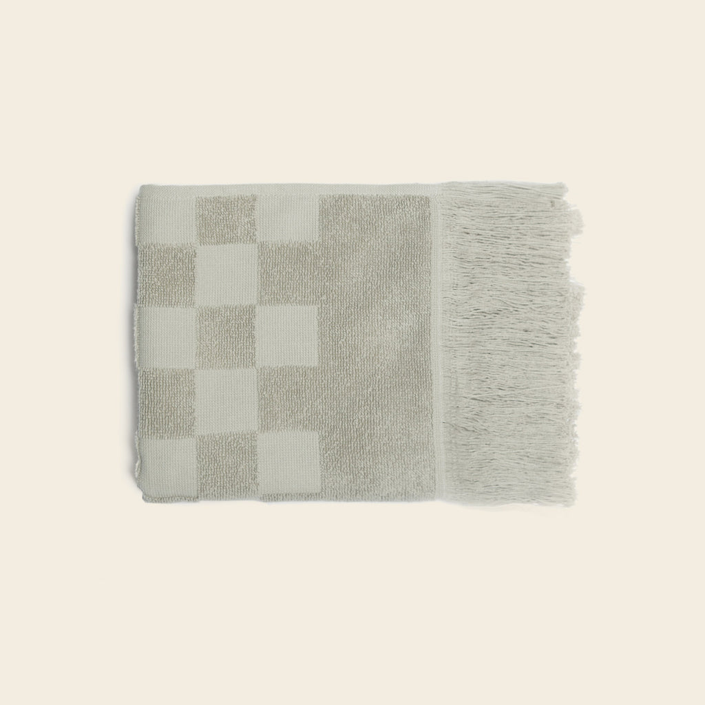 Checkerboard Green Terry Hand Towel