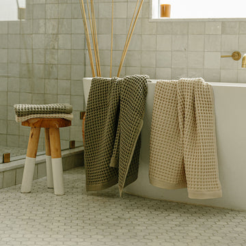 Home Organic Airy Waffle Bath Towel Set made with Organic Cotton